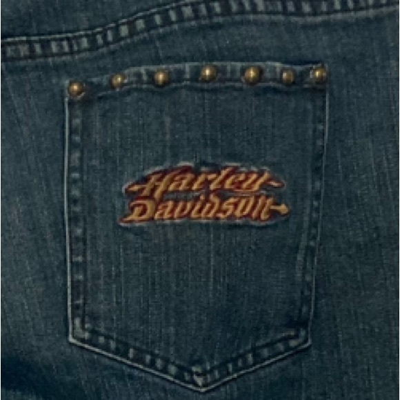 Harley Davidson capris pants jeans with metal embellishments and embroidered - Picture 11 of 11